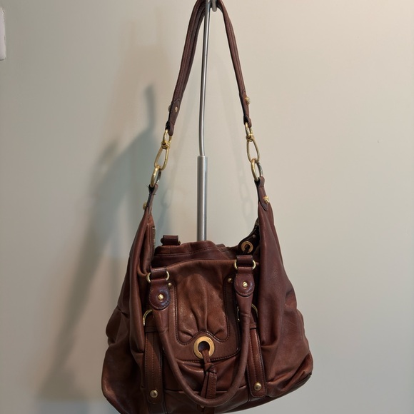 B. Makowsky brown leather shoulder bag with gold-tone hardware - Picture 3 of 8